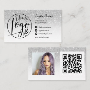 Silver Glitzer Haar Make-up Foto Logo qr Visitenkarte