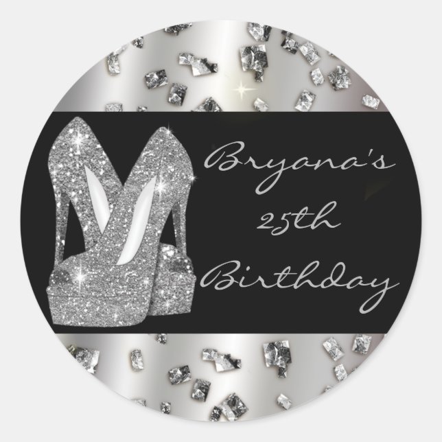 Silver Glitzer High Heel Shoes Glam Party Sticker (Vorderseite)