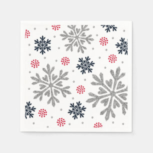 Silver Glitzer Holiday Snowflake Serviette