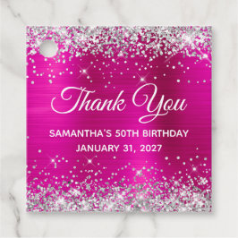 Silver Glitzer Hot Pink 50. Geburtstag Vielen Dank Geschenkanhänger