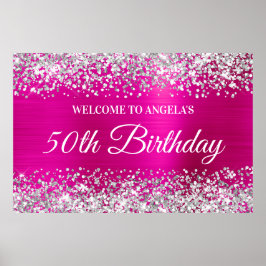 Silver Glitzer Hot Pink Foil 50. Geburtstag Willko Poster