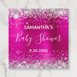 Silver Glitzer Hot Pink Foil Baby Geschenkanhänger