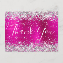 Silver Glitzer Hot Pink Foil Babydusche Vielen Dan