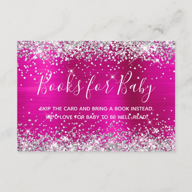 Silver Glitzer Hot Pink Foil Books for Baby Begleitkarte (Vorderseite)