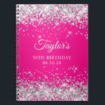 Silver Glitzer Hot Pink Ombre 50th Birthday Guest Notizblock<br><div class="desc">Erstellen Sie Ihr eigenes 50. Geburtstagsparty-Design auf einem leeren mittelgroßen Notebook. Girly Imitate funkelnd silberner Glitzer auf der Oberseite und unterer Kante über einen hellrosa und fuchsienfarbenen Hintergrund. Passen Sie die Stile des Schriftartes an, um Ihr eigenes Gästebuch zu kreieren. Eine klassische, elegante Kalligraphie gepaart mit einem Schriftart aus Serifen....</div>