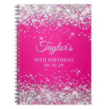 Silver Glitzer Hot Pink Ombre 50th Birthday Guest