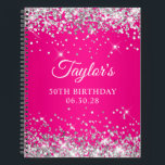 Silver Glitzer Hot Pink Ombre 50th Birthday Guest Notizbuch<br><div class="desc">Erstellen Sie Ihr eigenes 50. Geburtstagsgestalterdesign auf einem leeren Notebook. Girly Imitate funkelnd silber Glitzer auf der Oberseite und unten Rand über einem hellrosa Farbverlauf Hintergrund. Passen Sie die Stile des Schriftartes an, um Ihr eigenes Gästebuch zu kreieren. Eine klassische, elegante Kalligraphie gepaart mit einem Schriftart aus Serifen. Die funkelnd...</div>