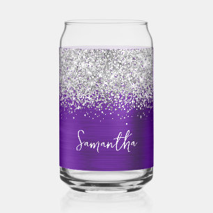 Silver Glitzer Indigo Lila Glam Name Dosenglas