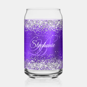 Silver Glitzer Indigo Violet Glam Extravagant Mono Dosenglas