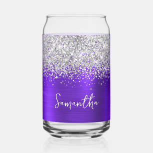Silver Glitzer Indigo Violet Glam Name Dosenglas