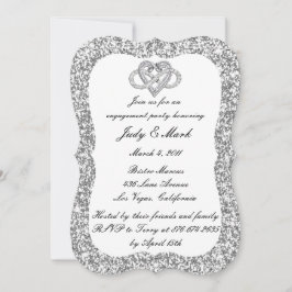 Silver Glitzer Infinity Heart Engagement Party Einladung