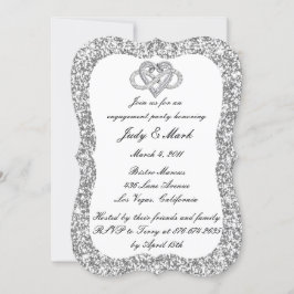 Silver Glitzer Infinity Heart Engagement Party Einladung
