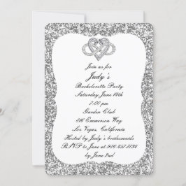 Silver Glitzer Infinity Heart Junggeselinnen-Absch Einladung