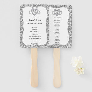 Silver Glitzer Infinity Heart Wedding Program Fans Fächer