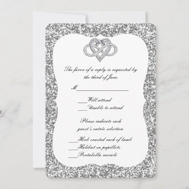 Silver Glitzer Infinity Heavy Response Card Einladung (Vorderseite)