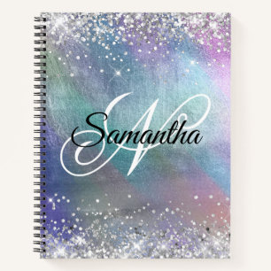 Silver Glitzer Iridescent Foil Extravagant Mit Mon Notizbuch