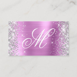 Silver Glitzer Lavender Foil Extravagant Mit Monog Visitenkarte