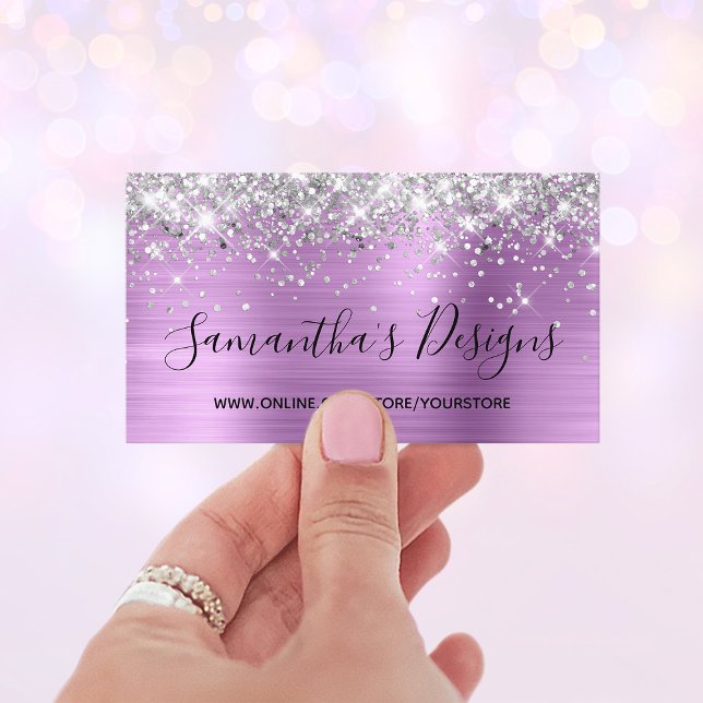 Silver Glitzer Lavender Foil Online Store Visitenkarte (Silver Glitter Lavender Foil Online Store Business Card)