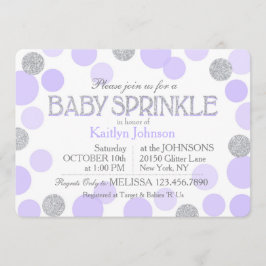 Silver Glitzer Lavender Scattered Dots Baby Dusche Einladung