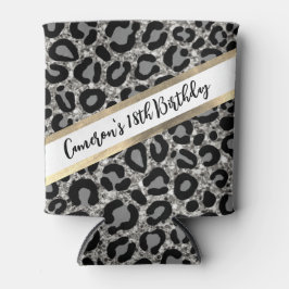 Silver Glitzer Leopard Girly Cheetah Chic Geburtst Dosenkühler