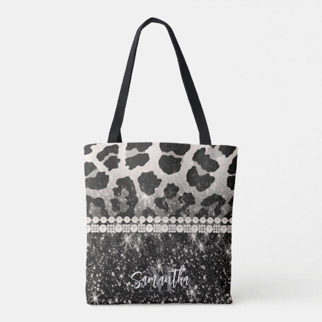 Silver Glitzer Leopard Print Tasche (Rückseite)