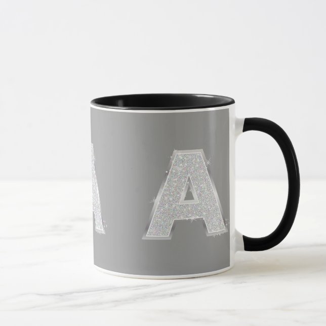 Silver Glitzer Letter A Tasse (Rechts)