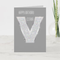 Silver Glitzer Letter V