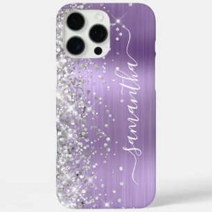 Silver Glitzer Light Lila Metallic Signature iPhone 16 Pro Max Hülle