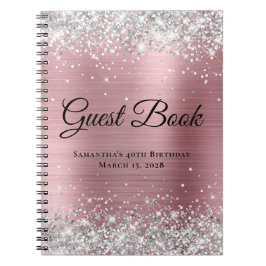 Silver Glitzer Light Pink Foil Birthday Guest Notizblock
