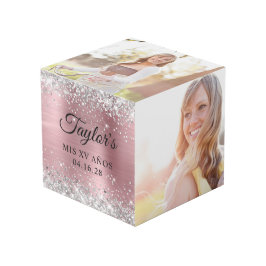 Silver Glitzer Light Pink Foil Mis XV Años Foto Würfel