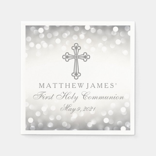 Silver Glitzer Lights Communitylight Custom Napkin Serviette (Vorderseite)