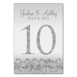 Silver Glitzer Look Hochzeit Tischnummern-10 Tischnummer