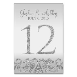 Silver Glitzer Look Wedding Tischnummern-12 Tischnummer