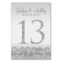 Silver Glitzer Look Wedding Tischnummern-13 Tischnummer