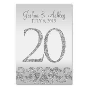 Silver Glitzer Look Wedding Tischnummern-20 Tischnummer