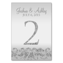 Silver Glitzer Look Wedding Tischnummern-2 Tischnummer