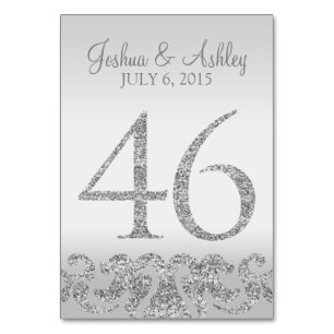 Silver Glitzer Look Wedding Tischnummern-46 Tischnummer