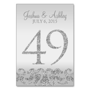 Silver Glitzer Look Wedding Tischnummern-49 Tischnummer