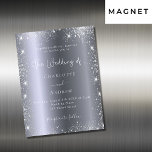 Silver Glitzer Luxus Hochzeitsmagnet Magnetkarte<br><div class="desc">Ein moderner,  eleganter und minimalistischer Hochzeitsmagnet. Imitate silber aussehender Hintergrund mit Imitat Glitzer,  Glitzern. Personalisieren und fügen Sie Ihre Namen und Hochzeitsdetails. Weiße Buchstaben.</div>