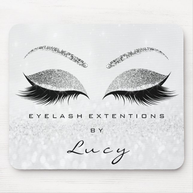 Silver Glitzer Makeup Beauty Studio Lashes Grau Mousepad (Vorne)