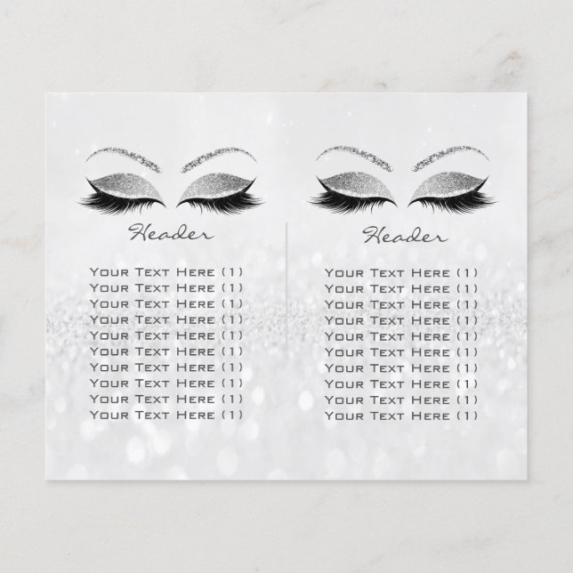 Silver Glitzer Makeup Eye Lash Preisinformationen Flyer (Hinten)