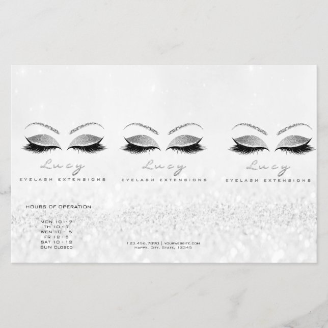 Silver Glitzer Makeup Name Auge Lash DL Packungsbe Flyer (Vorne)