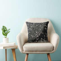 Silver Glitzer Mandala mit Silberstern auf schwarz