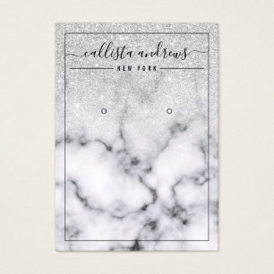 Silver Glitzer Marble Ombre Earring Display Card