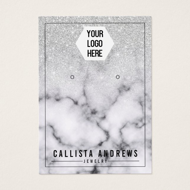 Silver Glitzer Marble Ombre Logo Ofenanzeige (Vorderseite)