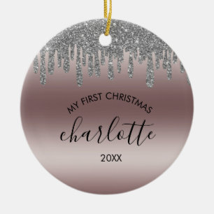 Silver Glitzer Meine erste Weihnachtsfeier Keramik Ornament