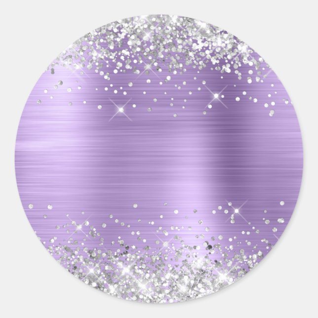 Silver Glitzer Metallic Light Lila Blank Runder Aufkleber (Vorderseite)