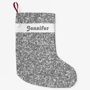 Silver Glitzer mit Individuelle Name ähnlich Kleiner Weihnachtsstrumpf