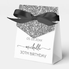 Silver Glitzer Monogram Name Script 30. Geburtstag Geschenkschachtel