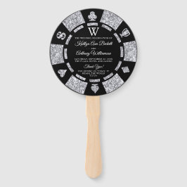 Silver Glitzer Monogram Poker Chip Casino Hochzeit Fächer
